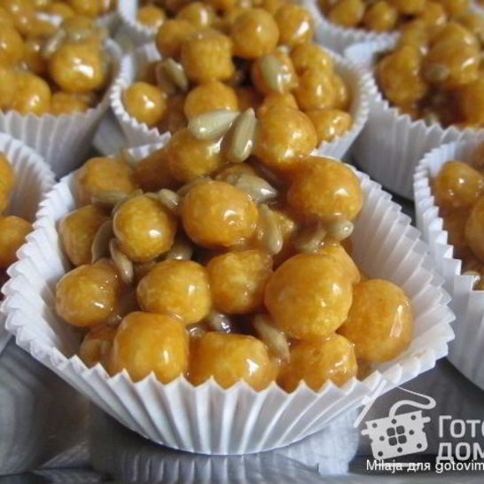 Рецепт конфет из круглого корнфлекса с семечками и ирисками