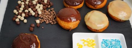 пончики берлинеры с заварным кремом и шоколадной помадкой. Шаг 7