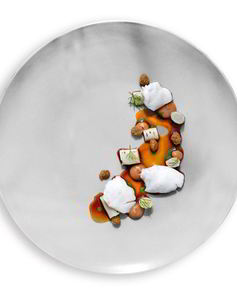 Щеки трески с кремом из водорослей