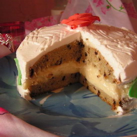 Рецепт тортика с заварным лимонно-сгущенным кремом и сливками