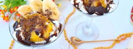 мороженое с лимонным курдом, шоколадом и бананом. Шаг 7