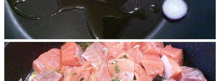 рагу из лосося с перловкой под сырным суфле. Шаг 2