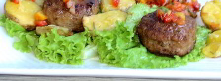 фрикадельки джинга с сальсой из запеченных перцев с гарниром из молодого картофеля. Шаг 8