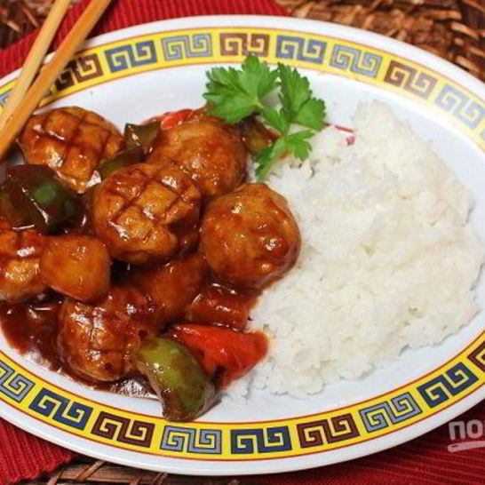 Рецепт фрикаделек из курицы в чили соусе с овощами