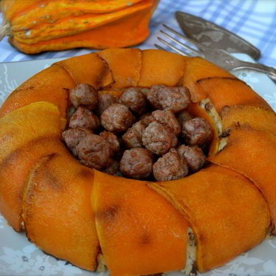Рецепт рисовой короны с тыквой и фрикадельками