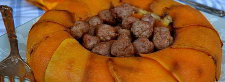 рисовая корона с тыквой и фрикадельками. Шаг 14