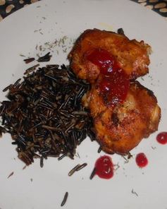 Дикий рис с курицей-гриль и сливовым соусом