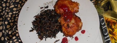 дикий рис с курицей-гриль и сливовым соусом. Шаг 4