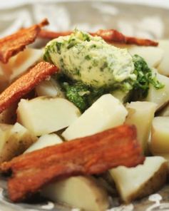 Картофель с ароматным маслом и ветчиной