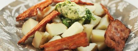 картофель с ароматным маслом и ветчиной. Шаг 4