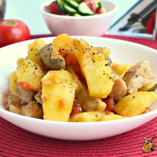 Рецепт картофеля со свининой и помидорами в мультиварке