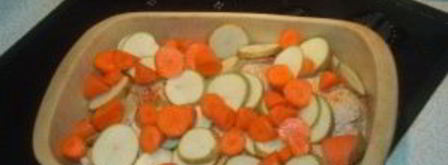 картошка с курицей и грибами в духовке. Шаг 3