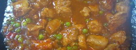 красный рис со свининой и зеленым горошком. Шаг 5