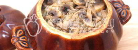 рис с грибами в горшочке. Шаг 6