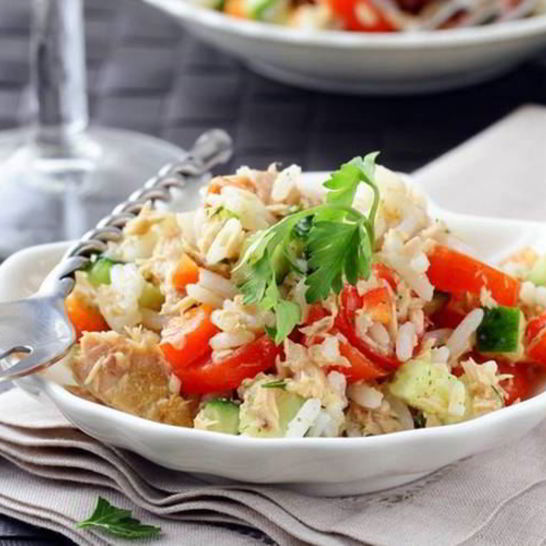 Рецепт риса с помидорами и тунцом