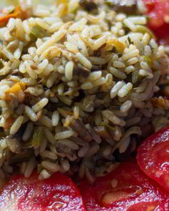 Рис с шампиньонами и курицей