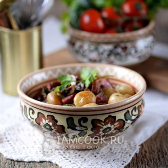 Рецепт жареной картошки с колбасой