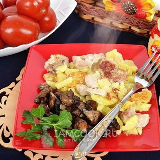 Рецепт жареной картошки с мясом в мультиварке