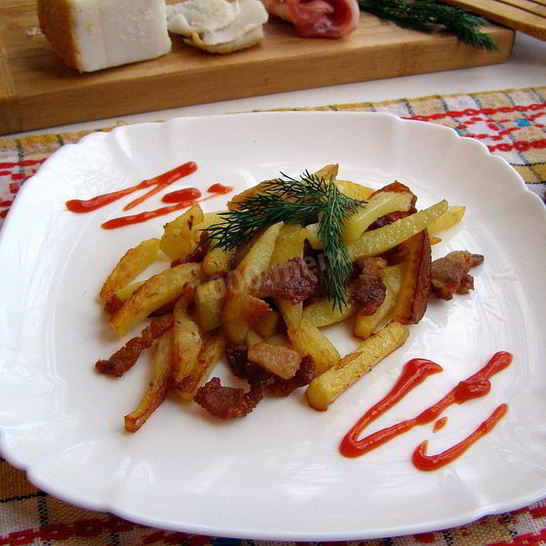 Рецепт жареной картошки с салом