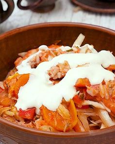 Ленивые голубцы с фаршем и рисом