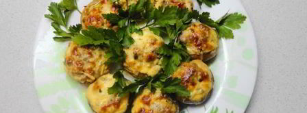 фаршированные шампиньоны запеченные с сыром в духовке. Шаг 6