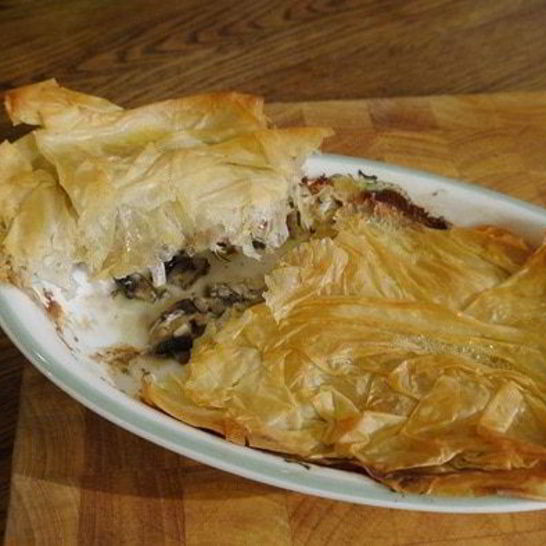 Рецепт грибов под хрустящим фило