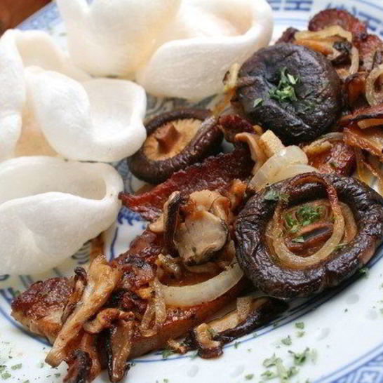 Рецепт грибов с ветчиной и имбирем