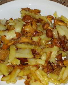 Лисички, жареные с картошкой
