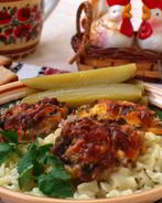 Шампиньоны со свининой в духовке