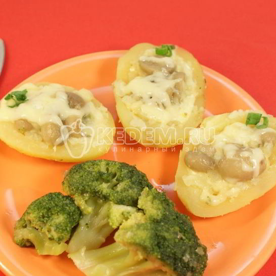 Рецепт шампиньонов в картофельных лодочках