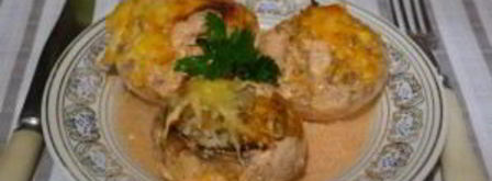 запеченные грибы с фаршем в духовке. Шаг 11