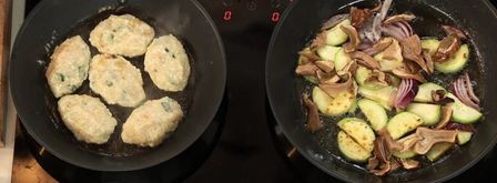 котлетки из камбалы с соусом из грибов и кабачков. Шаг 3