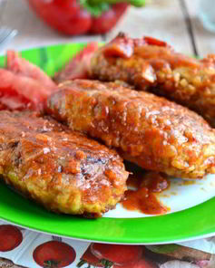 Котлеты из куриного фарша с капустой тушеные в томате