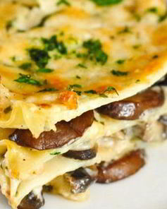 Домашняя лазанья с сыром и грибами