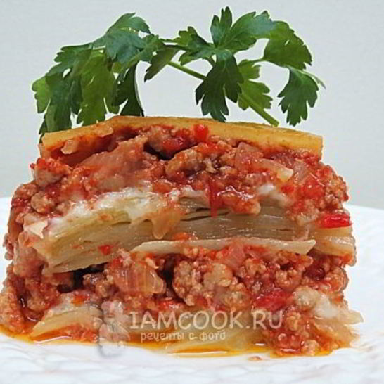 Рецепт капустной лазанья с фаршем
