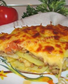Картофельная лазанья с фаршем в духовке