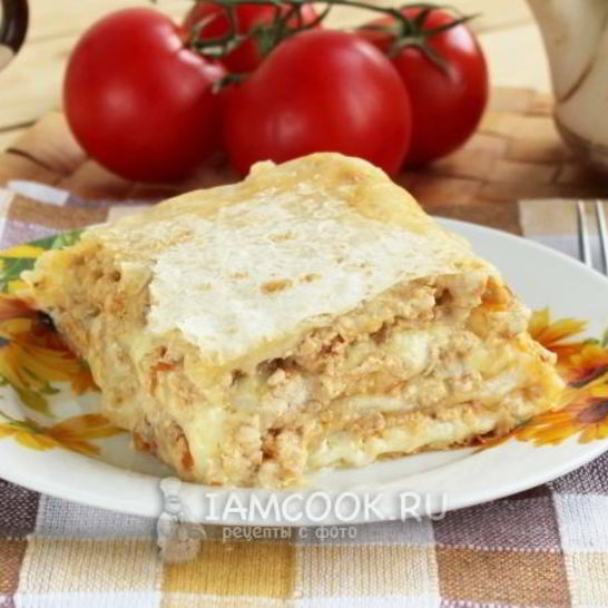 Рецепт лазаний из лаваша с фаршем