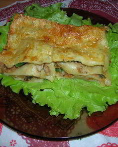 Лазанья мясо-шпинатная