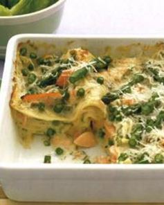 Лазанья с лососем и спаржей