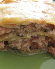Лазанья с мясным фаршем и баклажанами