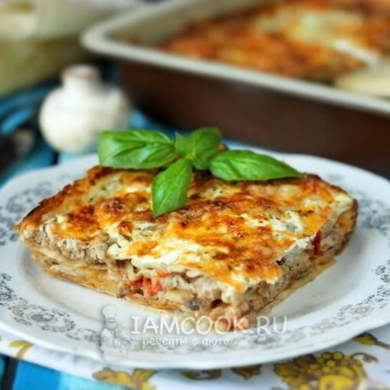 Рецепт ленивой лазанья с грибами