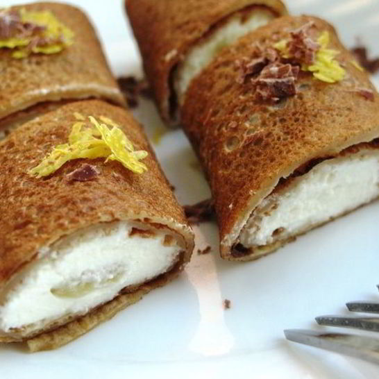 Рецепт блинных каннеллонь с пьяной грушей