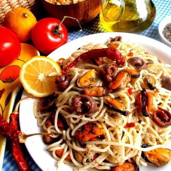 Рецепт быстрых спагетти с мидиями