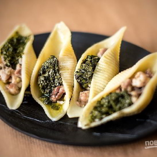 Рецепт фаршированных конкильонь с курицей