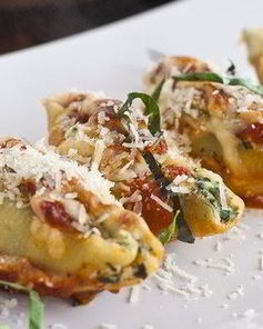 Фаршированные макароны Ракушки с сыром и шпинатом