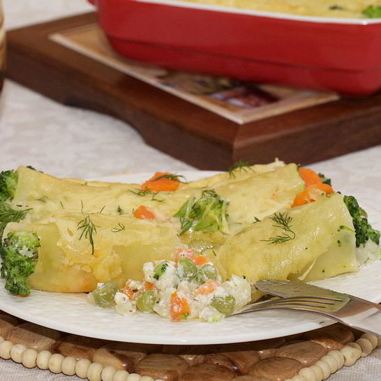 Рецепт каннеллонь с курицей и овощами