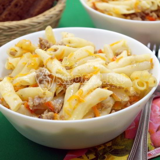 Рецепт макарон с фаршем на сковороде