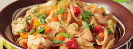 макароны с курицей и овощами на сковороде. Шаг 11