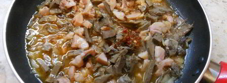 макароны со свиным сердцем и копченой курицей. Шаг 6