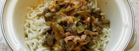 макароны со свиным сердцем и копченой курицей. Шаг 7